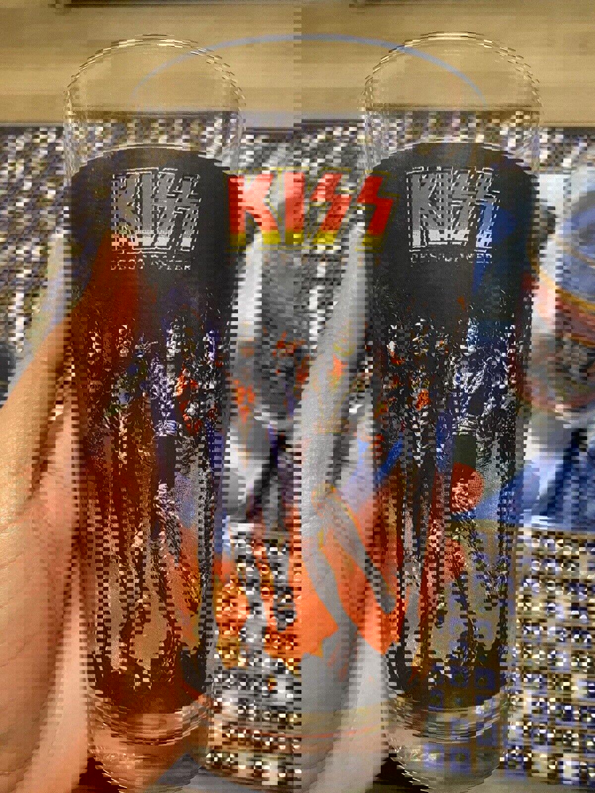 KISS drinking glass collectible 3 set catalog alive 2 destroyer rock and roll