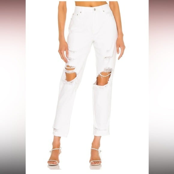 Pistola Presley White High Rise Relaxed Roller Jeans New with tags Size 28