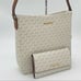 Michael Kors Large Messenger Crossbody Bag & Trifold Wallet Vanilla/Brown