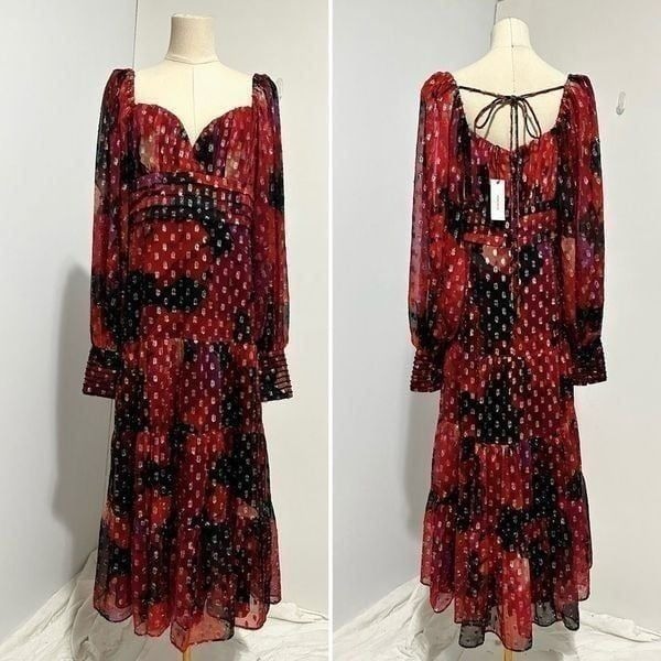 Karen Millen Metallic Beaded Midi Dress 10 Boho Holidays Christmas Regencycore