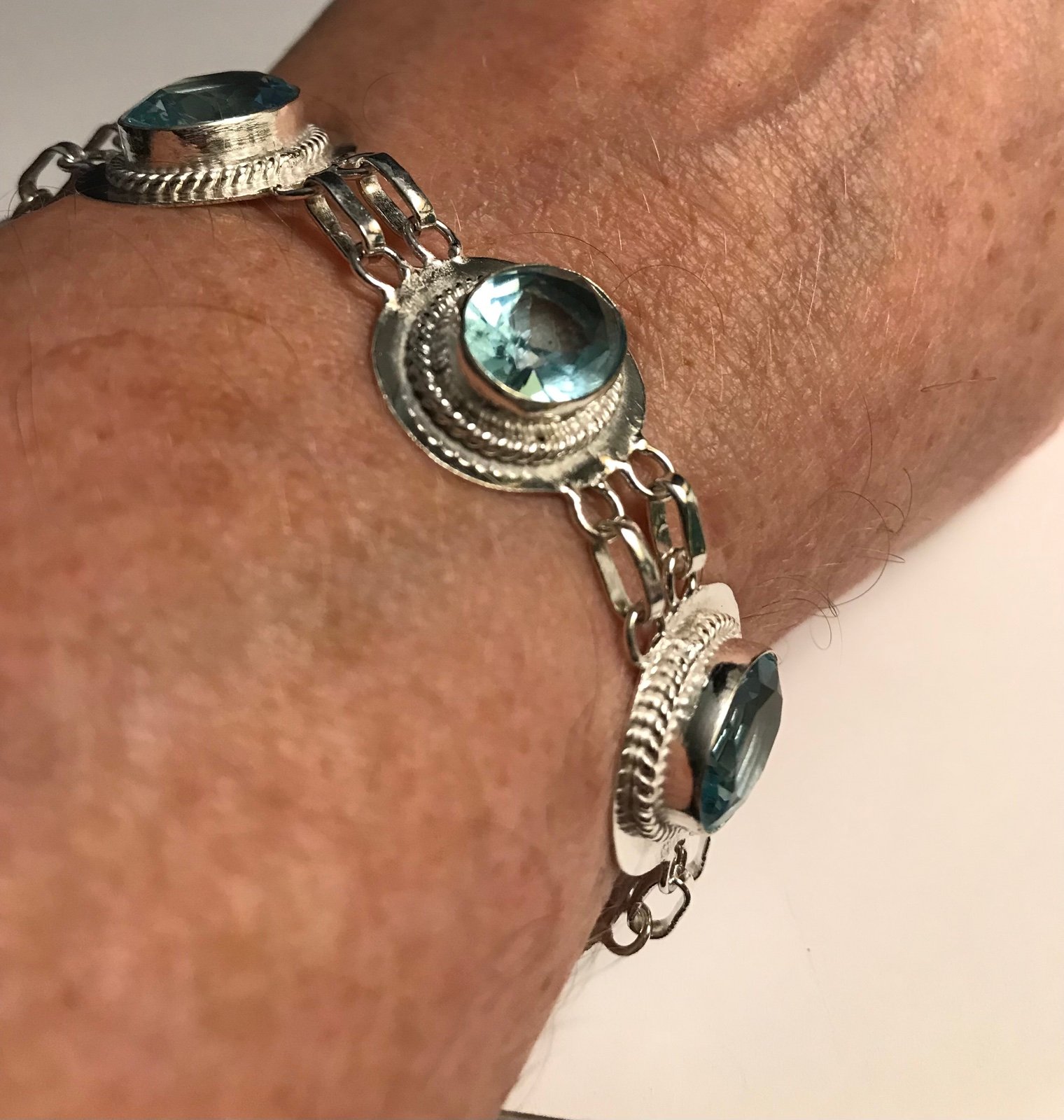 Blue Topaz 925 Sterling Silver Bracelet