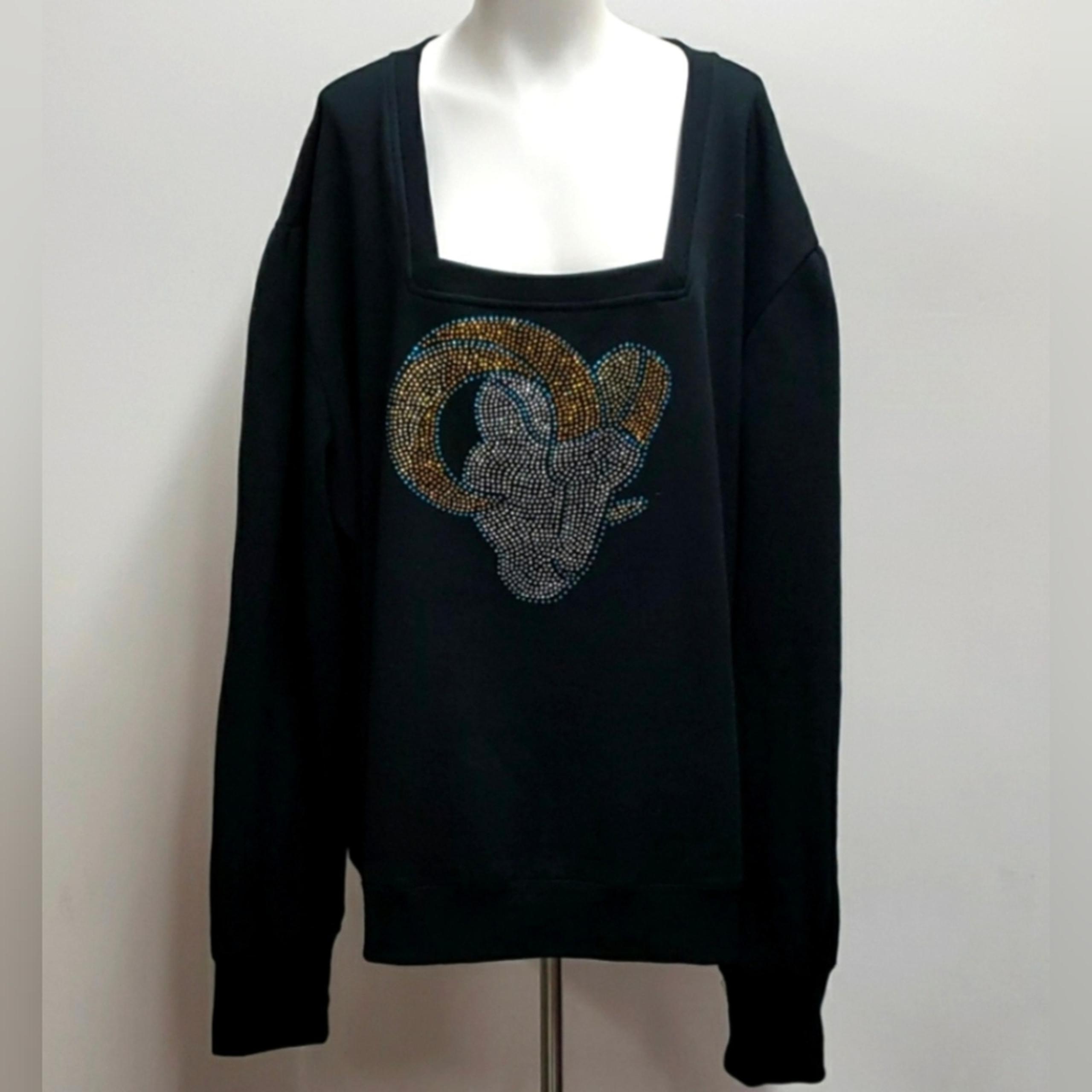 NFL Los Angeles Rams Women's Size 5 Square Neck Pullover Sweatshirt Black
