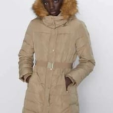 Zara water repellent down hooded puffer jacket