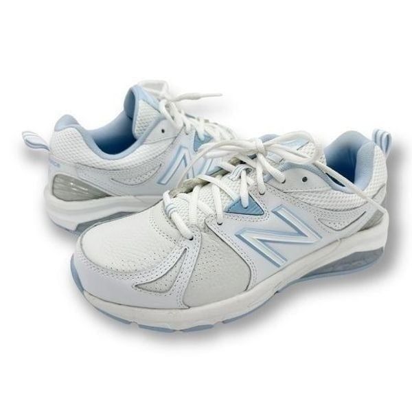 New Balance 857v2 White Light Blue Athletic Sneakers sz 7.5 2E