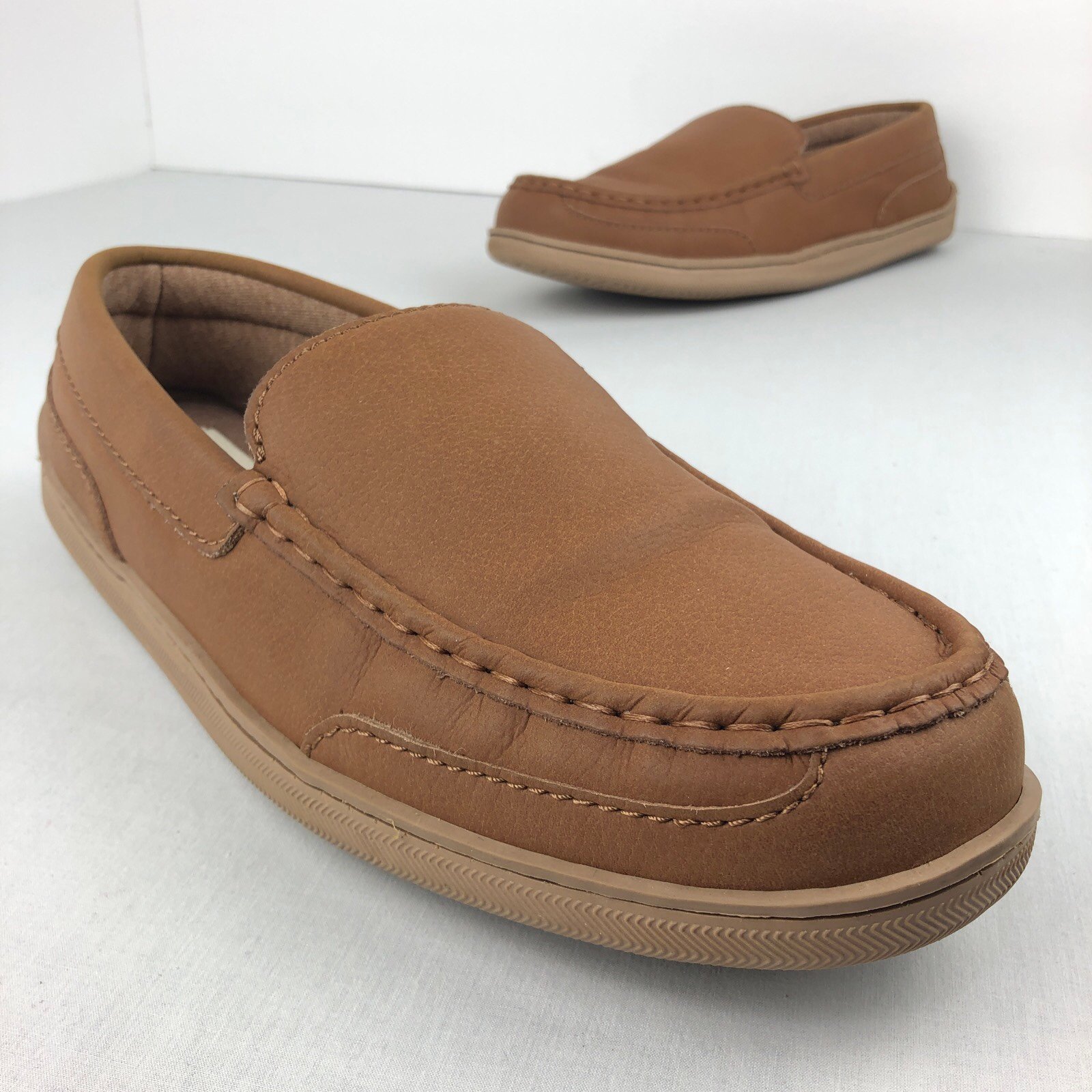 My Slippers Men’s Size 11 Moccasins Brown Leather Slip-On Comfort Loafers House