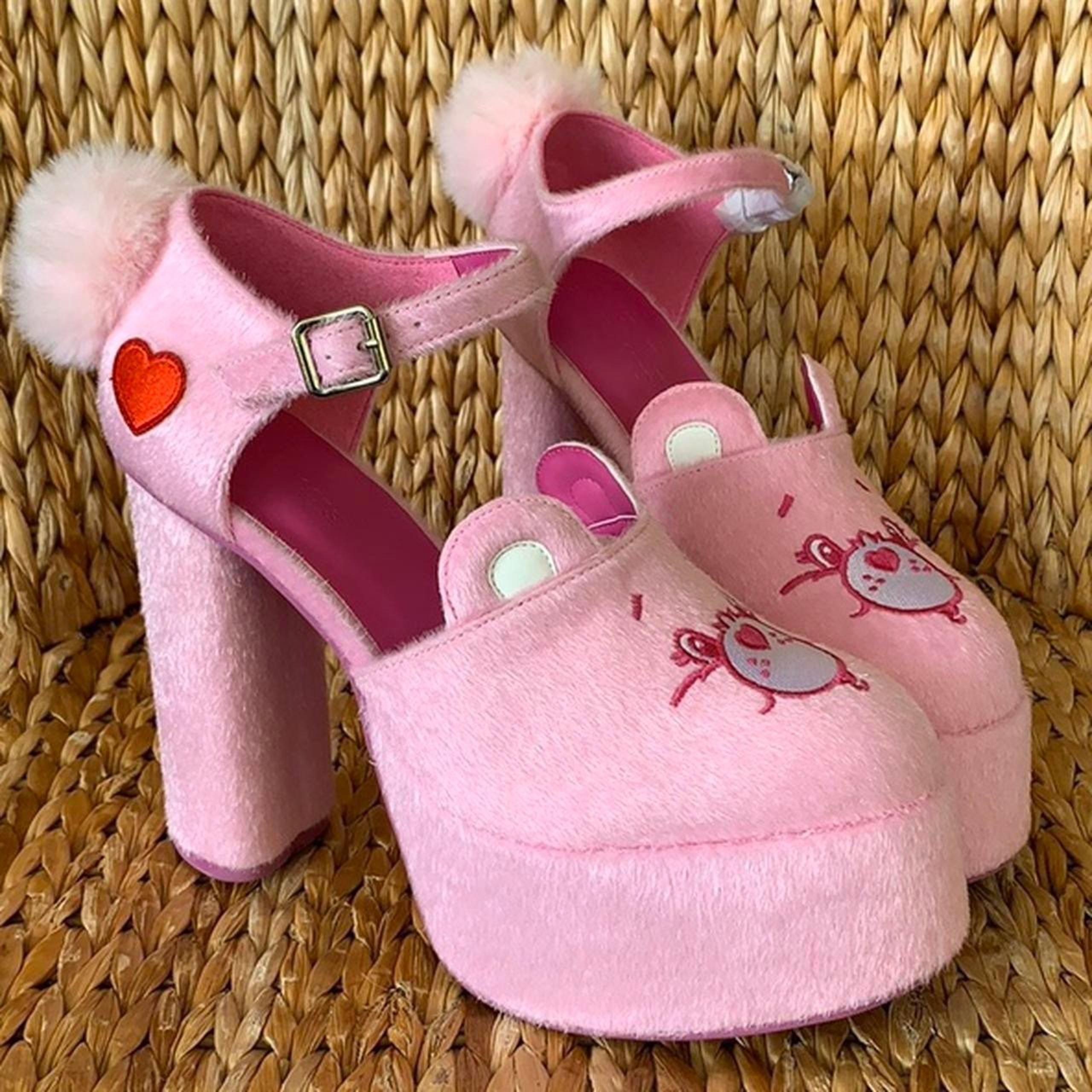 New Care Bears x Dolls Kill Pink Platform Sandals