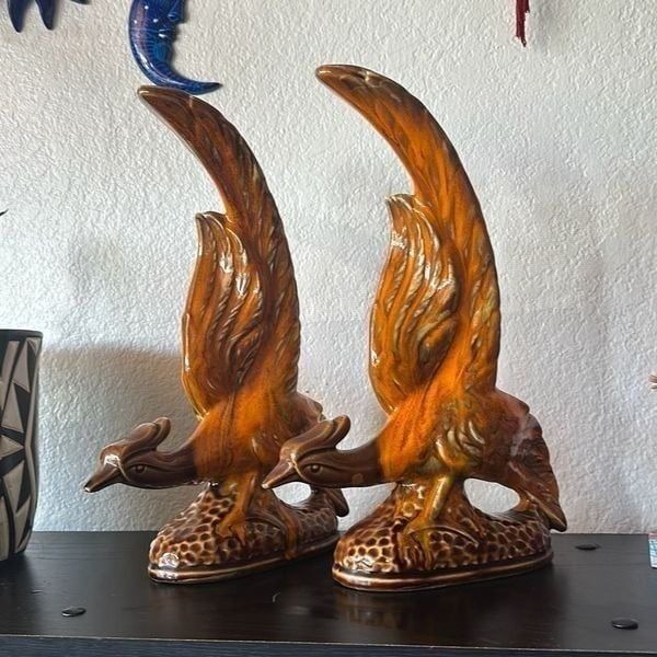 MCM Vintage California Originals Pheasant Pottery Phoneix Retro Drip Glaze