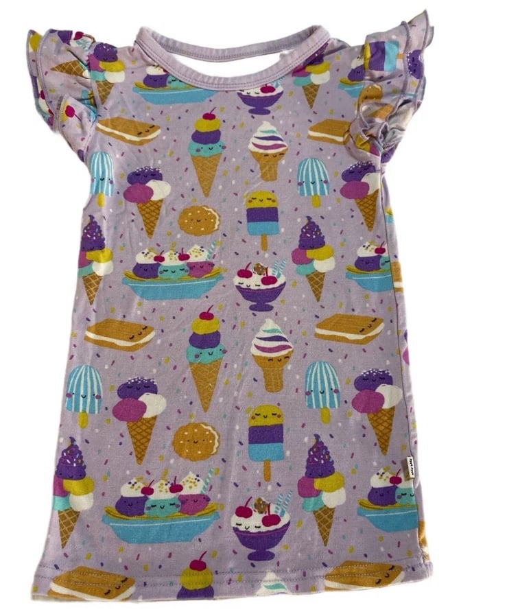 Little Sleepies PLAY 18-24M Wildberry Ice Cream Social Bamboo Flutter Sleeve Tee