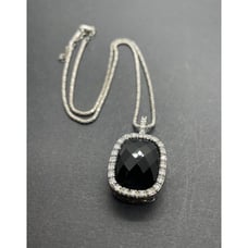 Sterling Silver ESPO Black Cabochon Chain Necklace Joseph Esposito