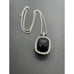 Sterling Silver ESPO Black Cabochon Chain Necklace Joseph Esposito