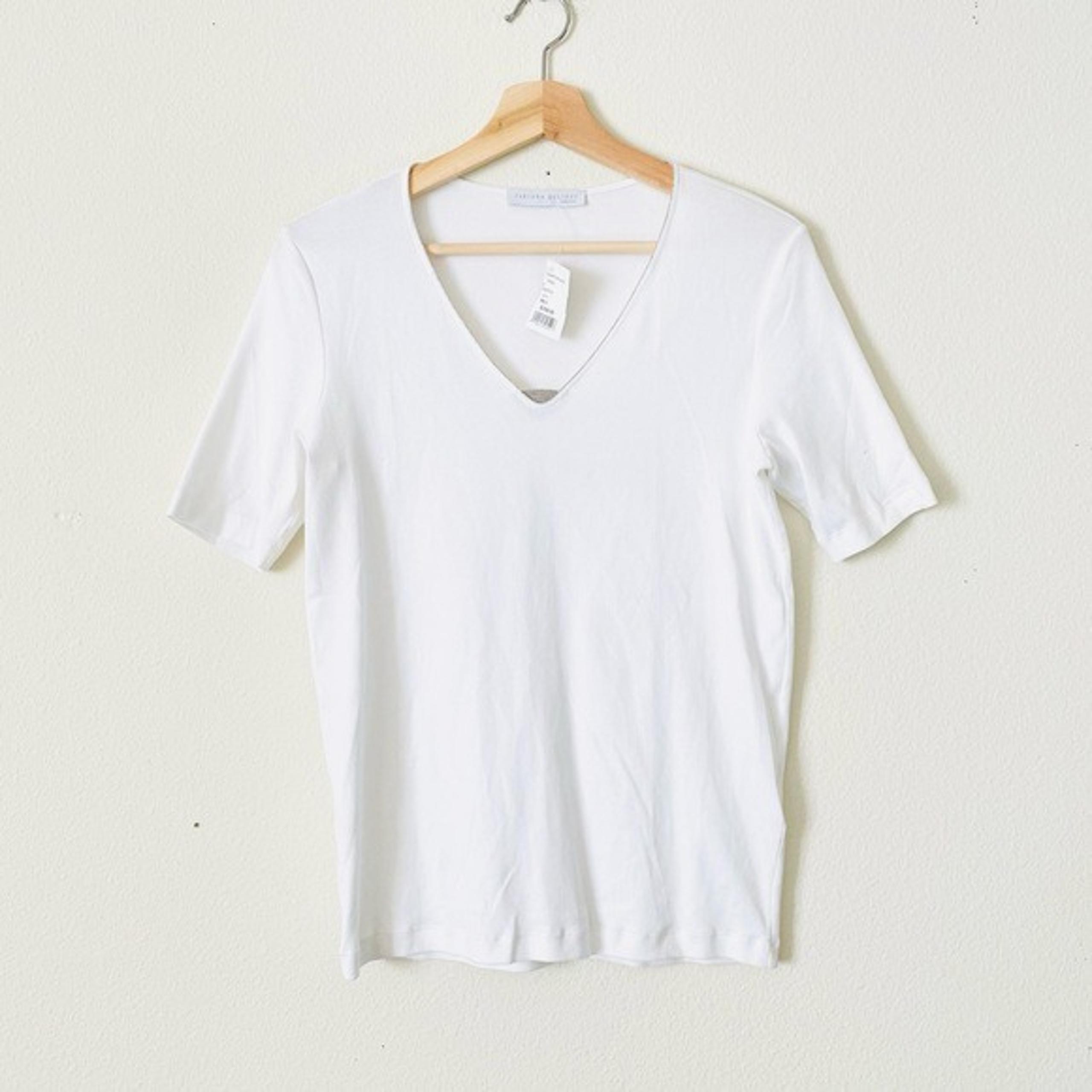 NWT Fabiana Filippi MEDIUM white ribbed knit short sleeve top