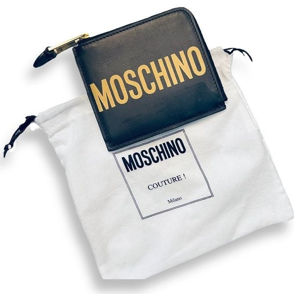 Moschino Logo Print half zip wallet