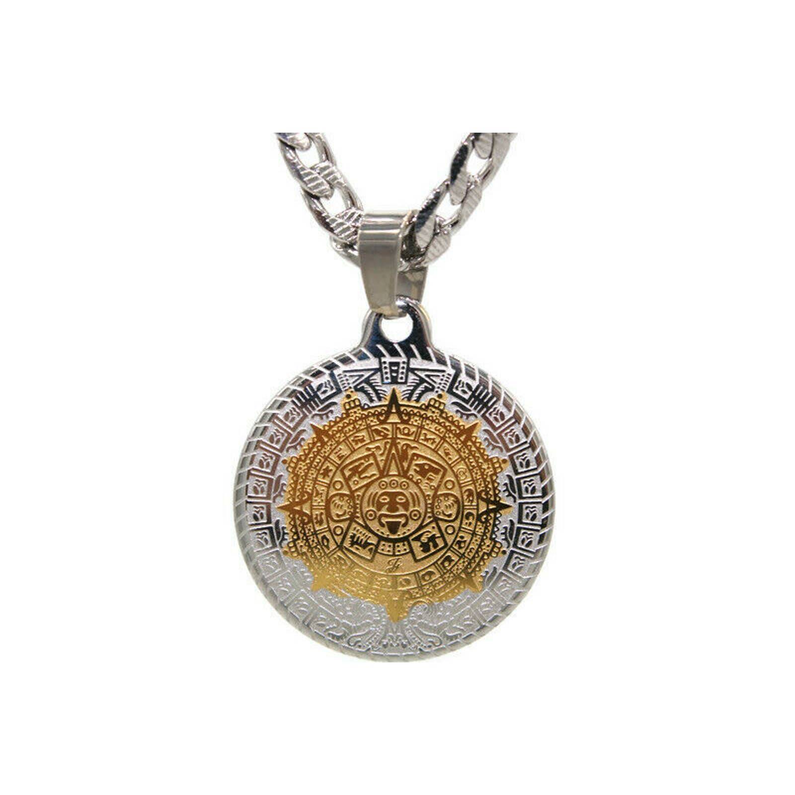 Aztec Calendar Pendant with Necklace Stainless Steel Chain NEW