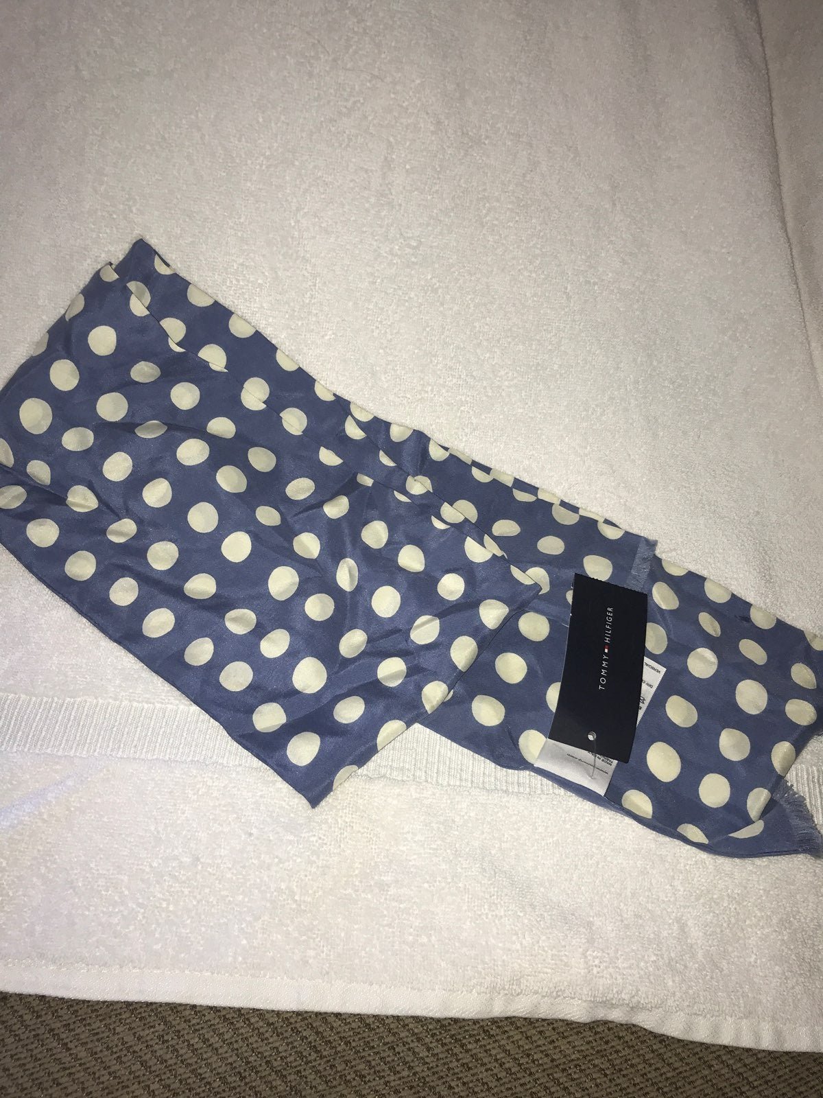 New Tommy Hilfiger Silk Scarf Polka Dot