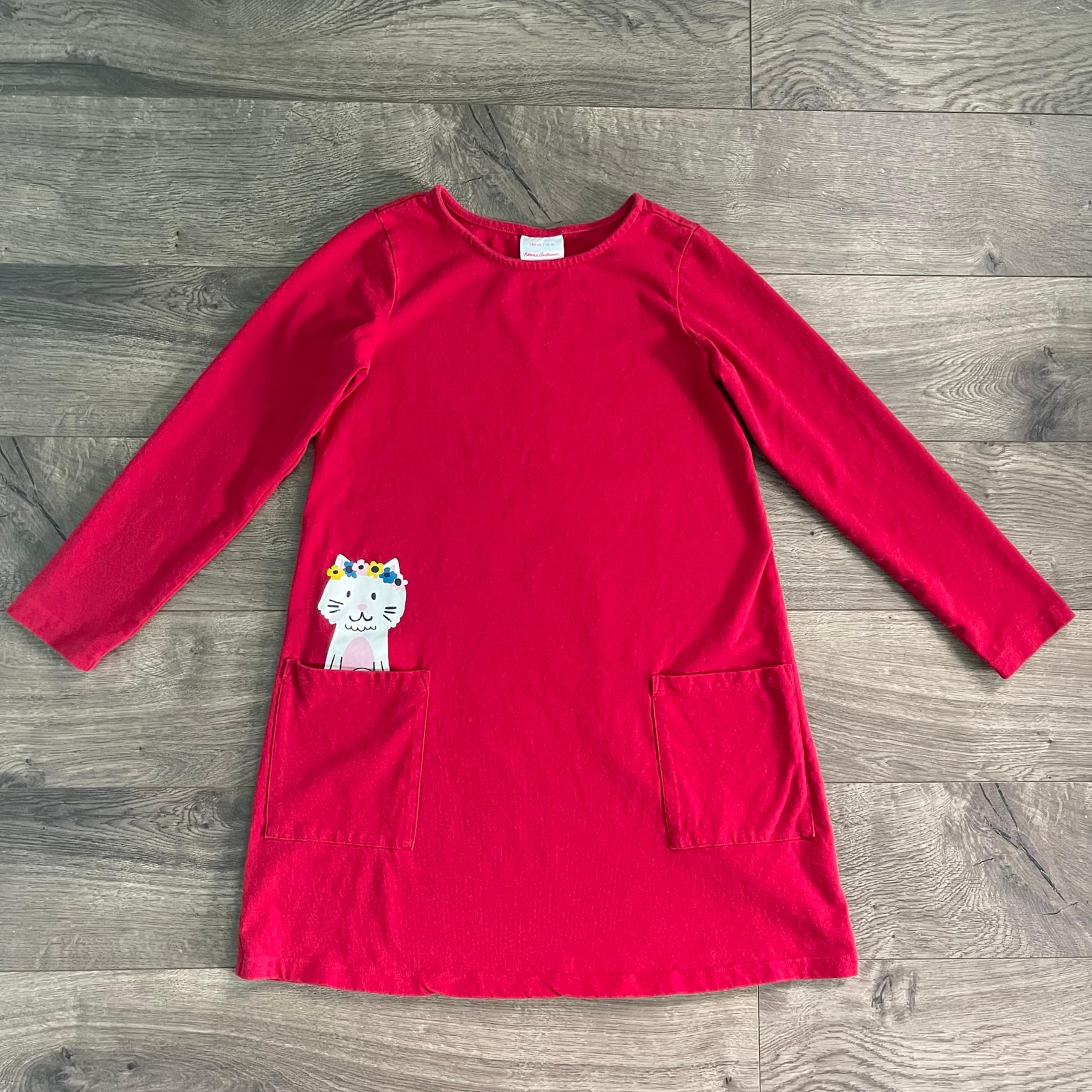 Hanna Andersson Pocket Peek Art Hippie Kitty Cat Girls Size 10 Dress