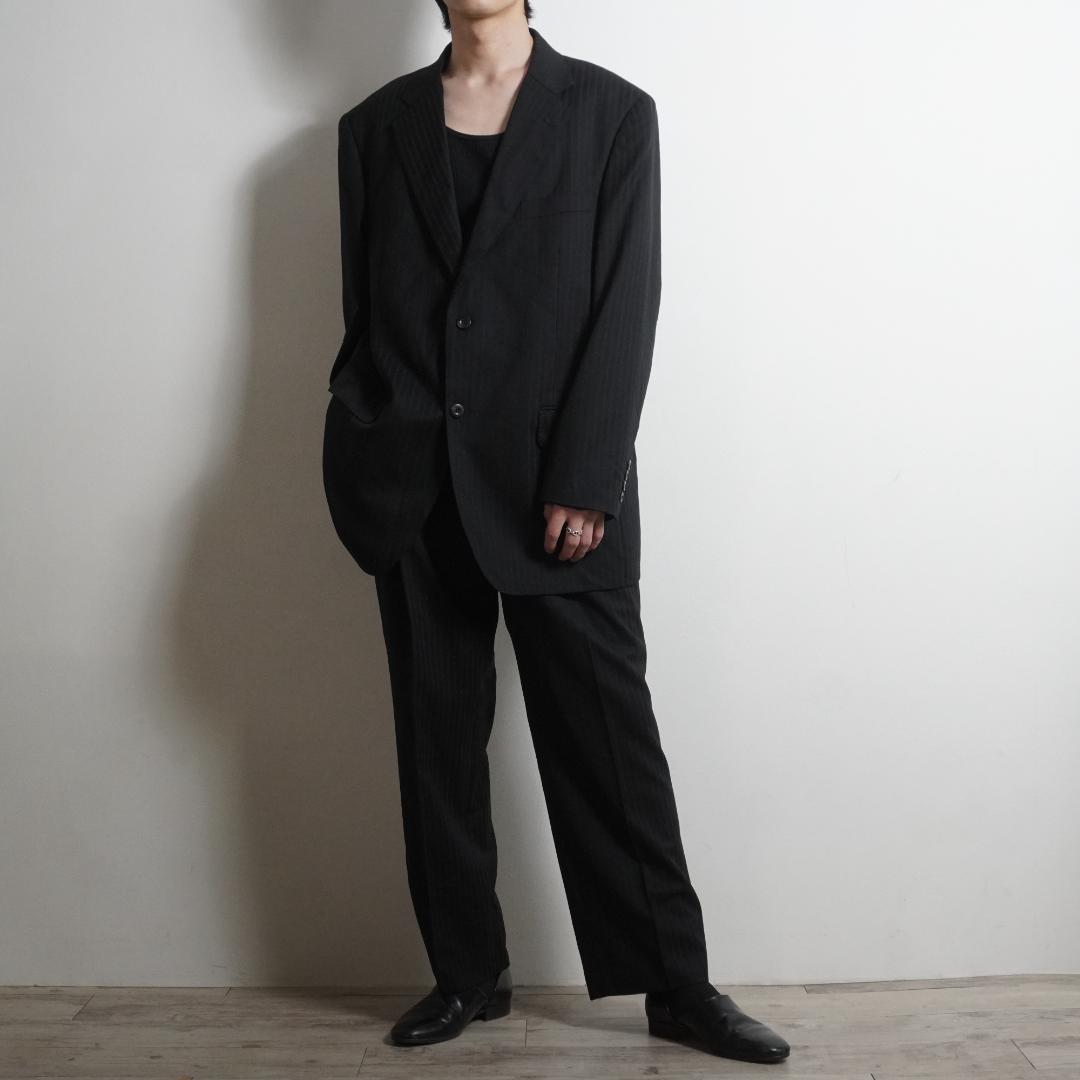 Vintage Single-Set Suit, Striped, Black/HW145