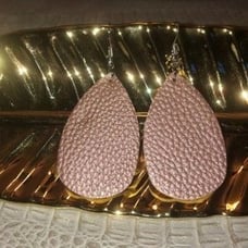 Faux Leather Teardrop Earrings - Pink 654