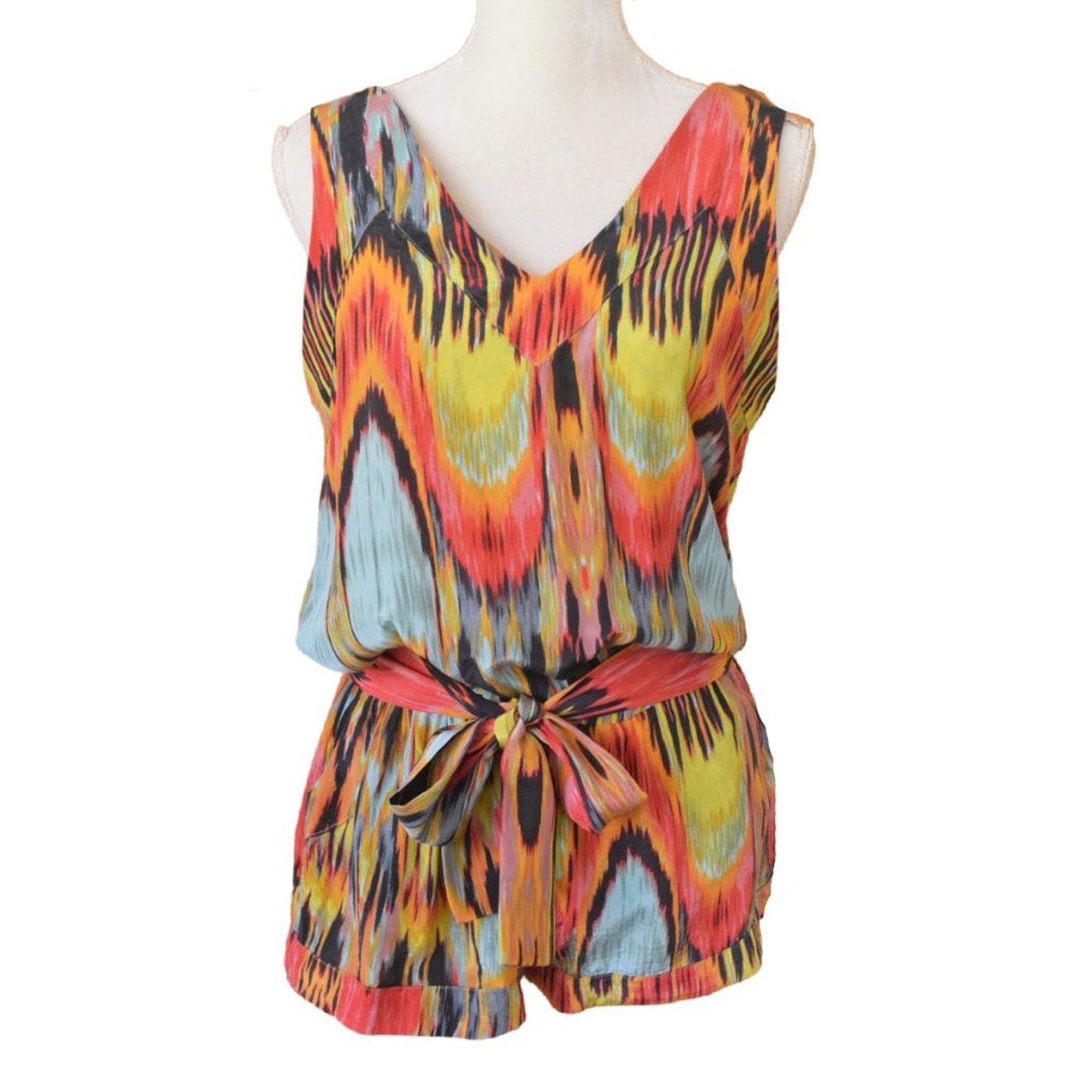 ALEXIS Silk Romper Sleeveless Short Tahi Suns Multicolor Sleeveless Boho