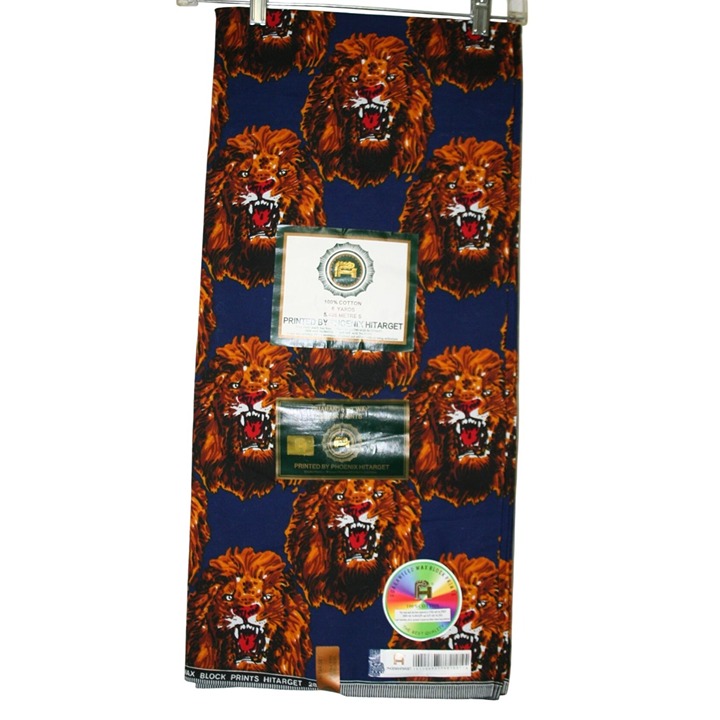 African Lion Wax Block Cotton Fabric Phoenix Hitarget 6 Yds Nigerian Wedding NWT