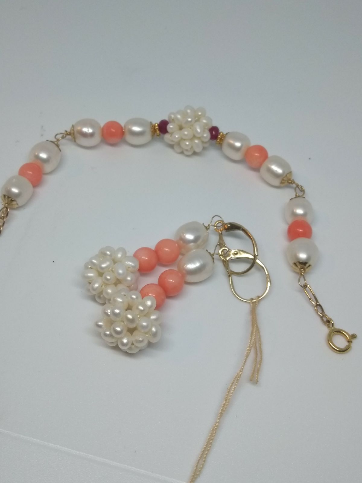 Pink coral reef and pearls set