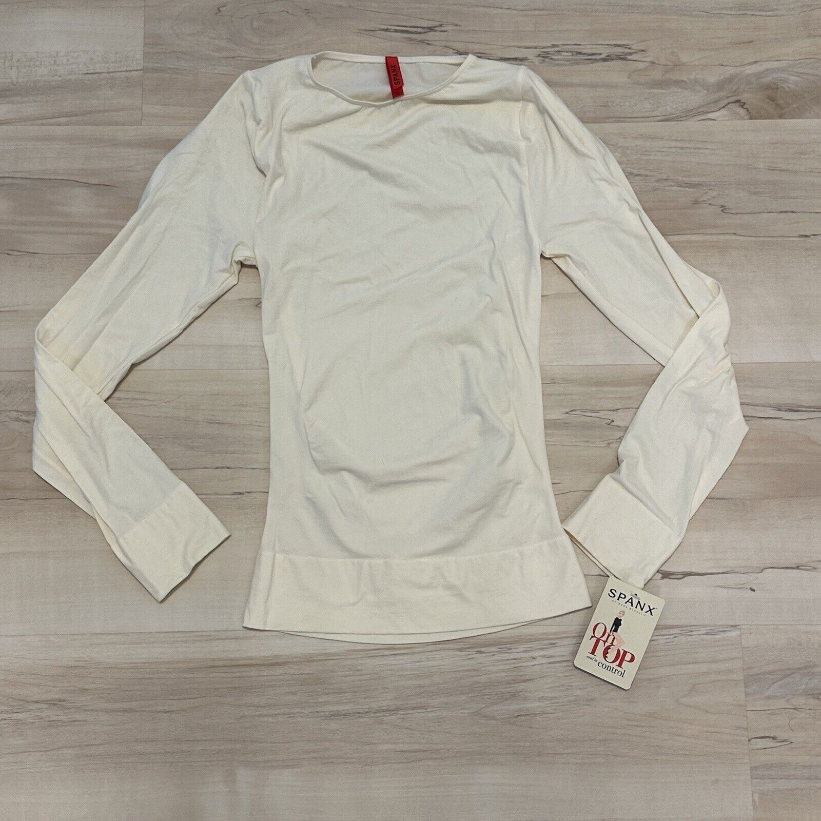 NWT Spanx On Top In Control 978 Boatneck 3/4 Sleeve Shaping Vanilla Large