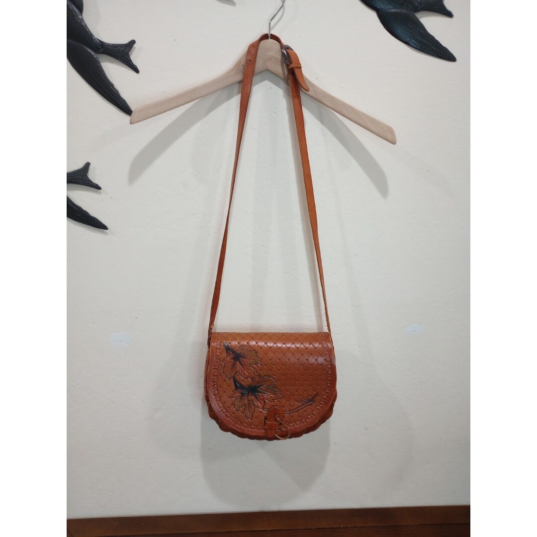 Brown Hand-Tooled Leather Purse