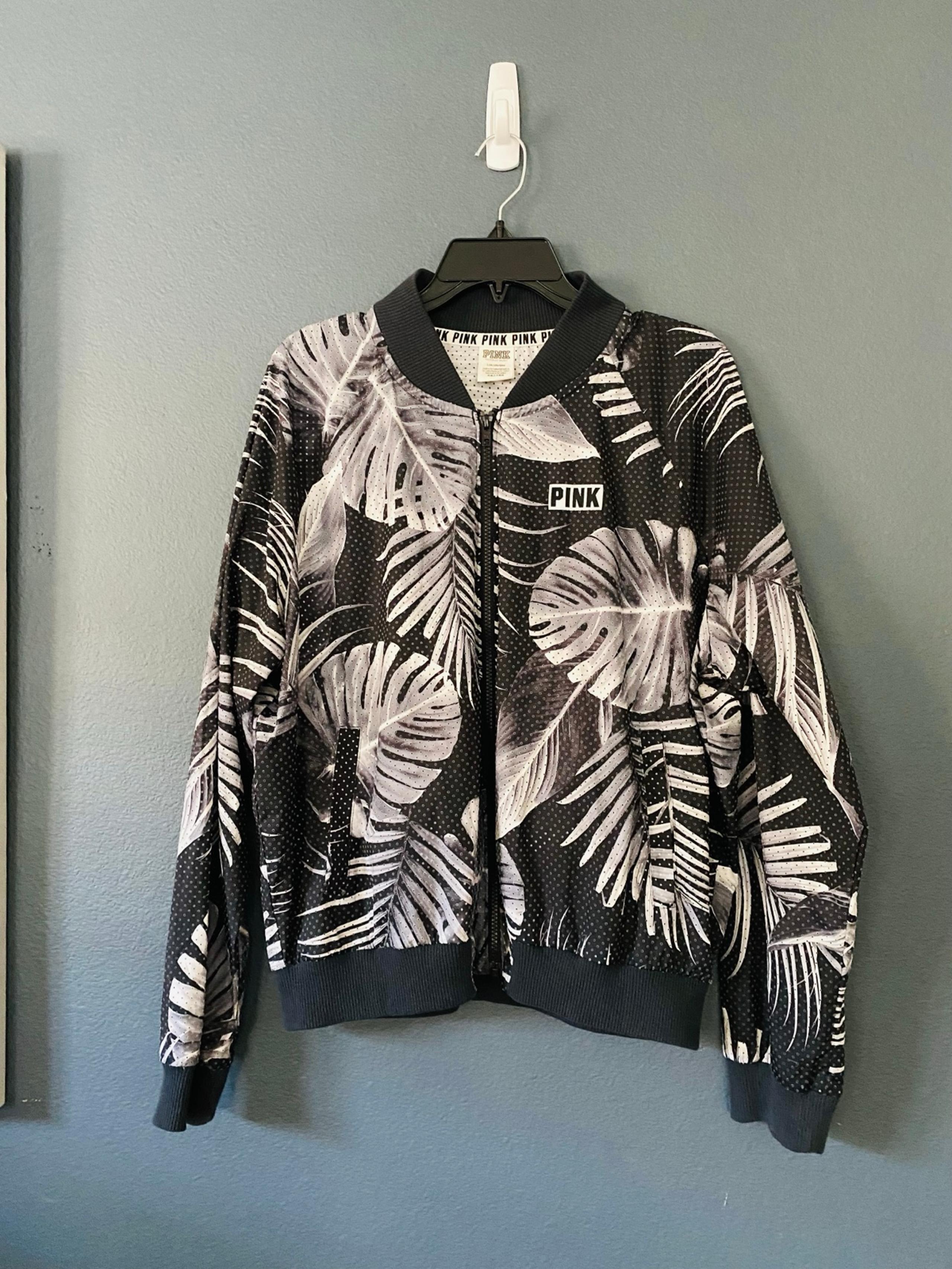 PINK women’s large windbreaker jacket zip up floral Victoria’s Secret