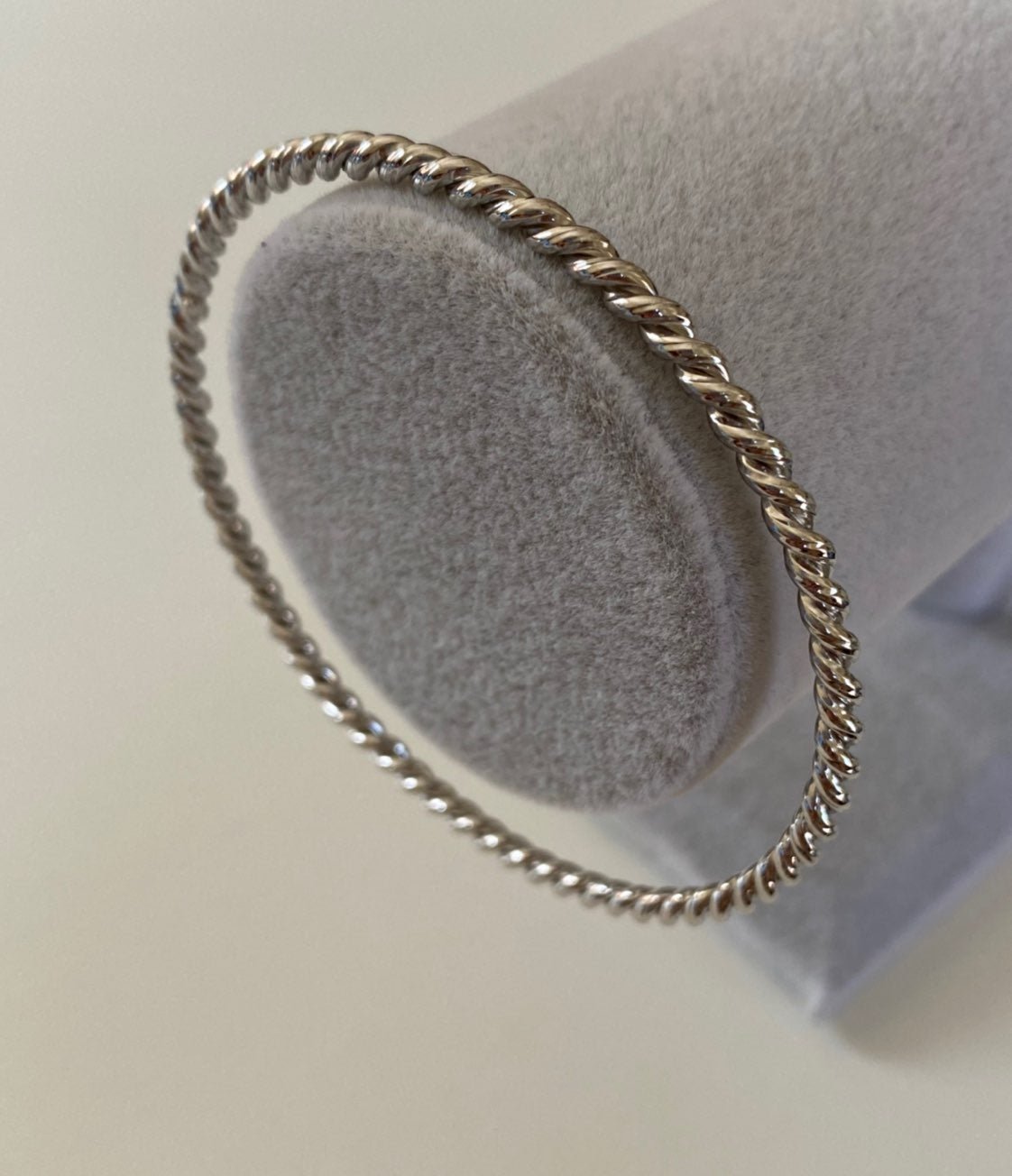 Silver handmade twist twisted bangle
