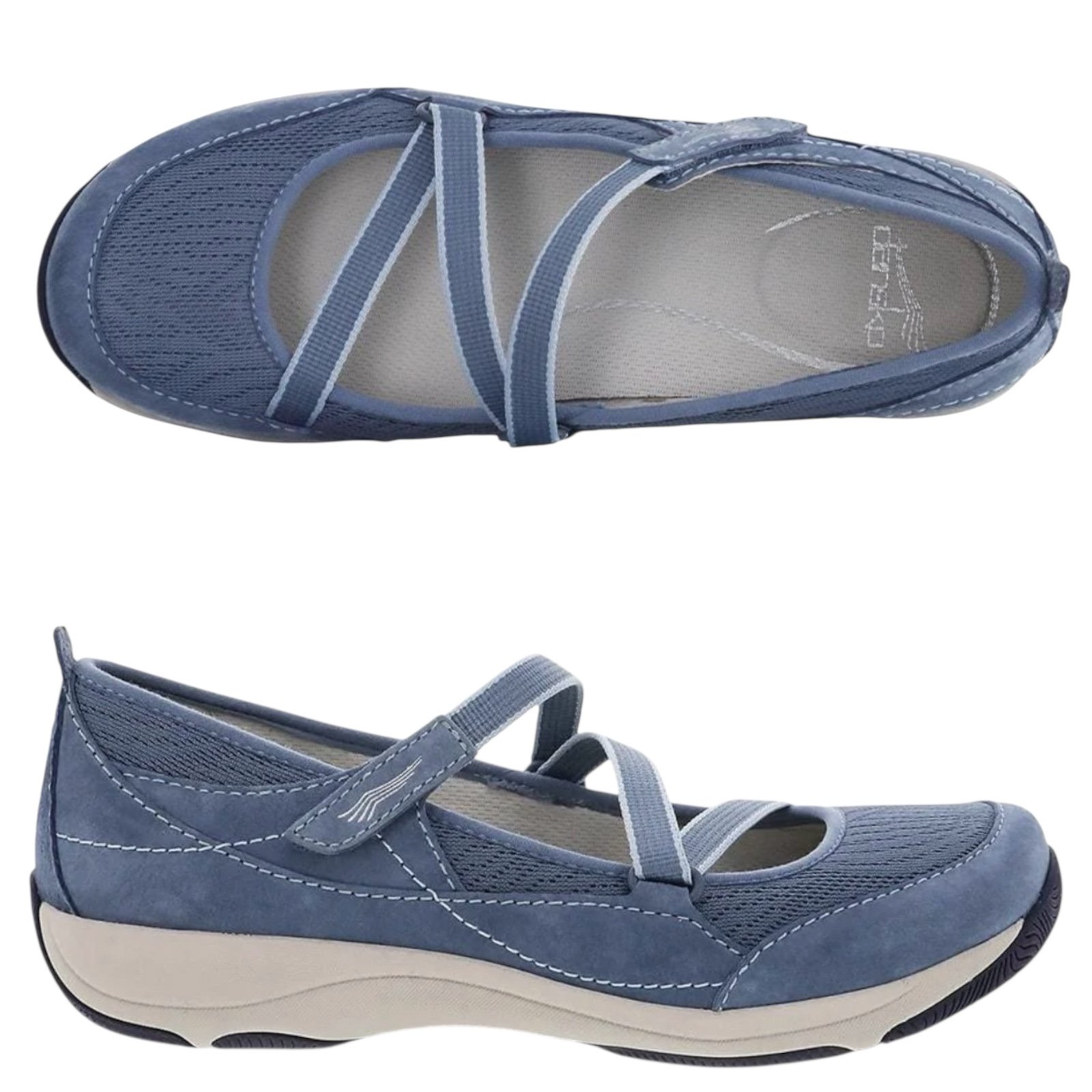 Dansko Hilda Womens Size 41 US 10,5-11 Blue Denim Suede Mesh Mary Jane Shoes