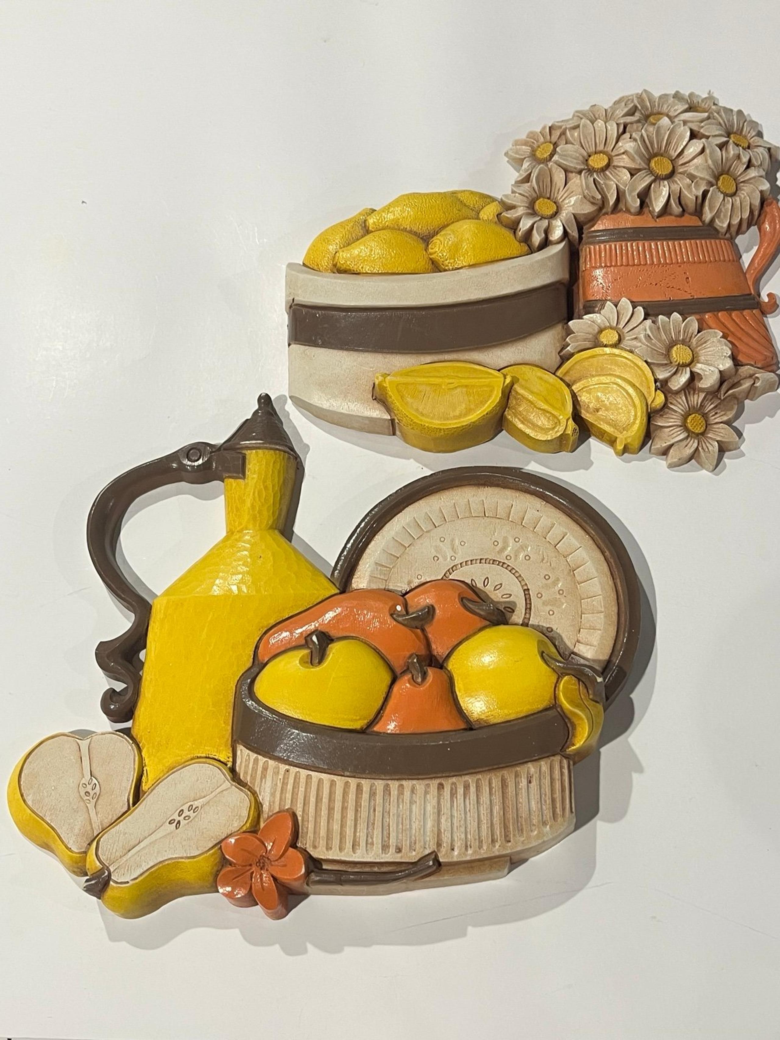 Vintage SYROCO 3D Wall Hangings Kitchen Fruit Wall Plaques decor #7610