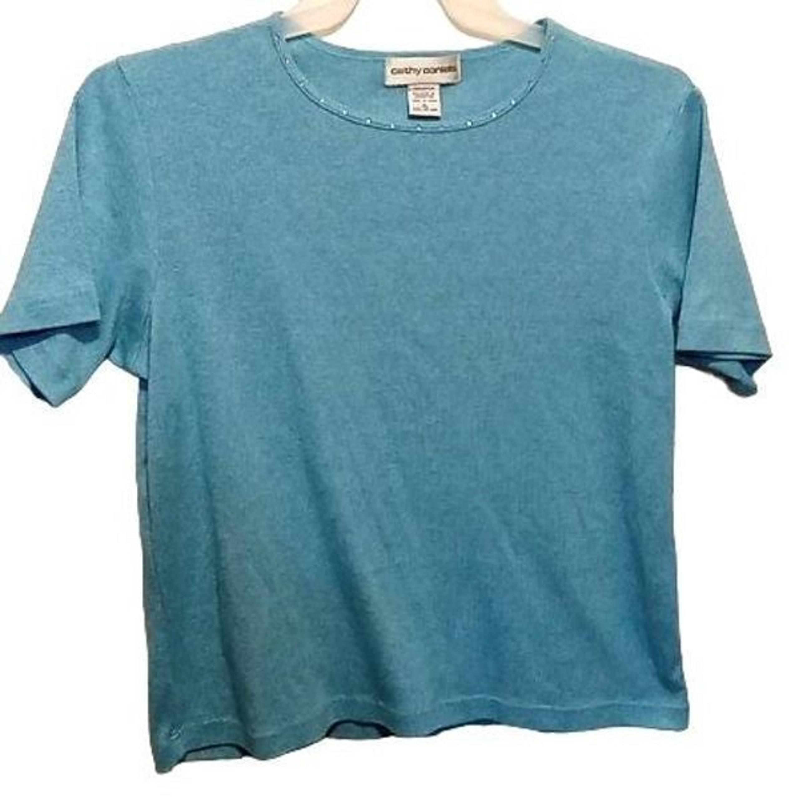 Cathy Daniels Embellished Neckline Teal Women's Blouse Size XL