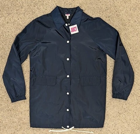 Juicy Couture Jacket Womens XS Blue New Button Windbreaker Athleisure California