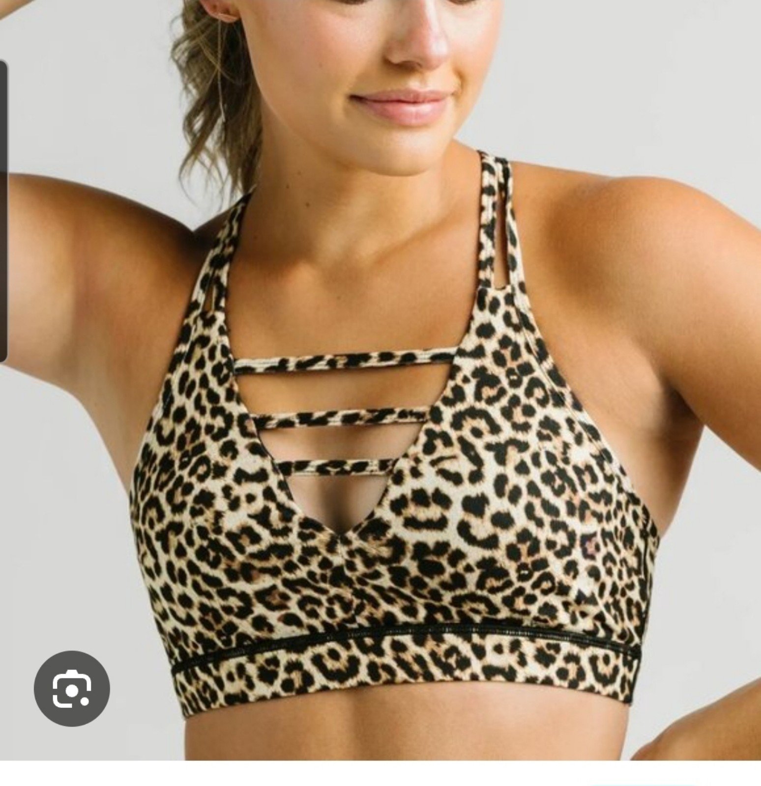 Zyia Grid Bra Leopard Strappy Front, Animal Print Racerback Women's Size Xl Mesh