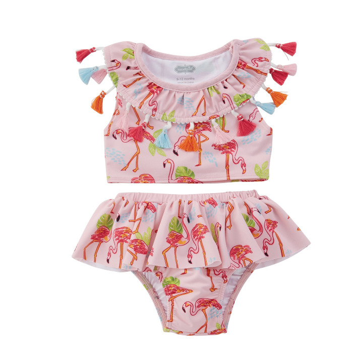 Girl Tassel Flamingo 2pcs Swimsuit 3-6M