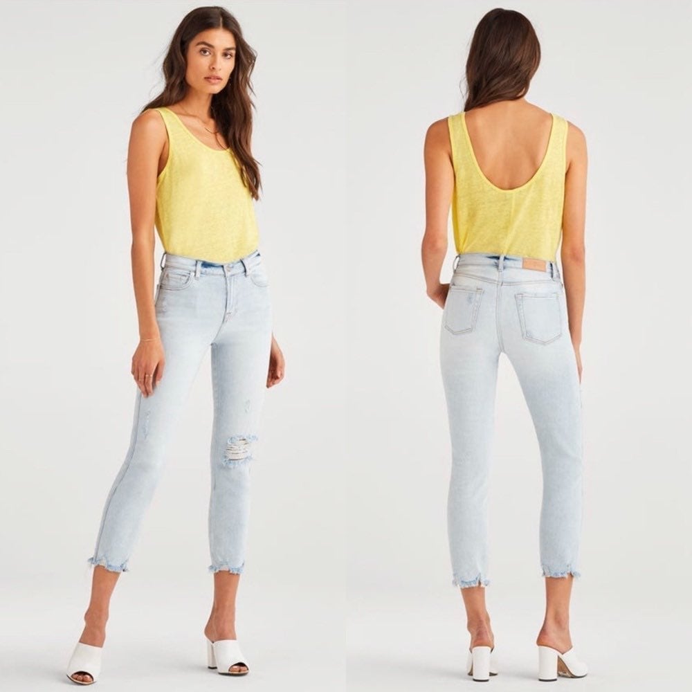 new 7 Mankind® ㋛ Luxe Edie Destroyed Ripped Knee Jeans ㋛ Vintage Cloud ㋛ 30