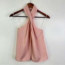 Amanda Uprichard Becket Pleated Halter Top Pink Size P