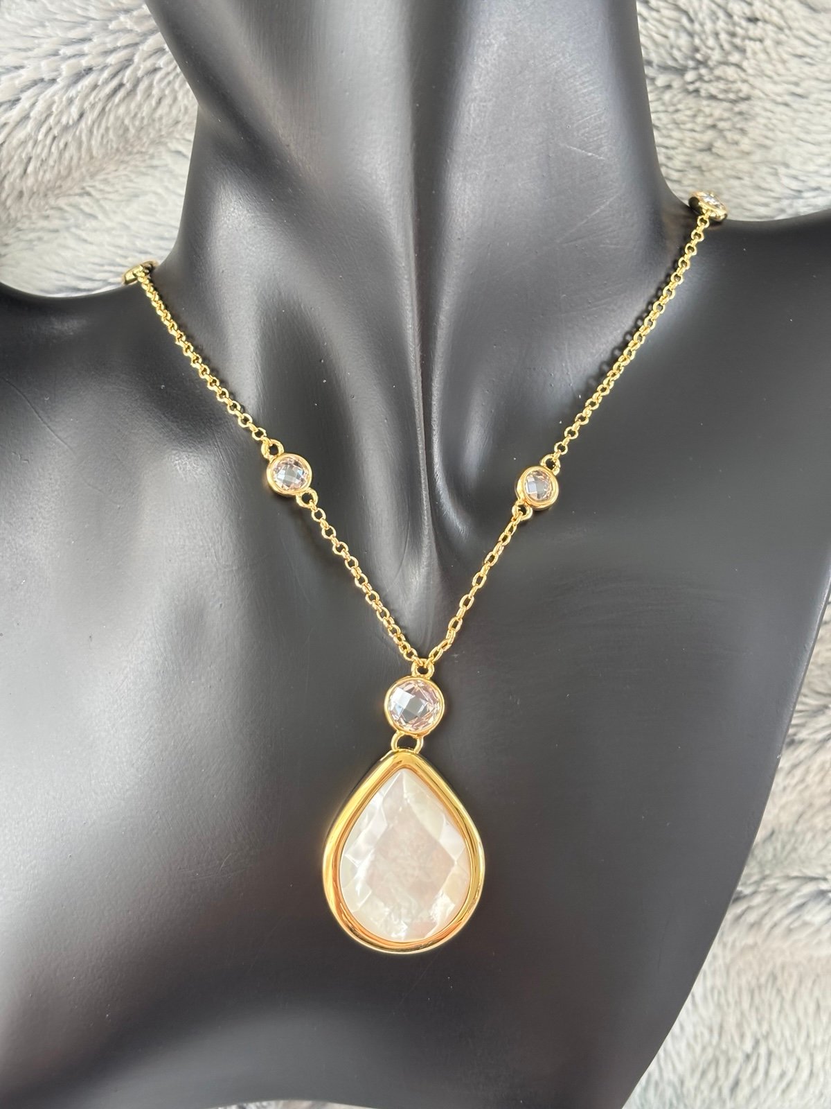 Bronzo Italia Mother of Pearl 18k Gold Plated Bronze Necklace
