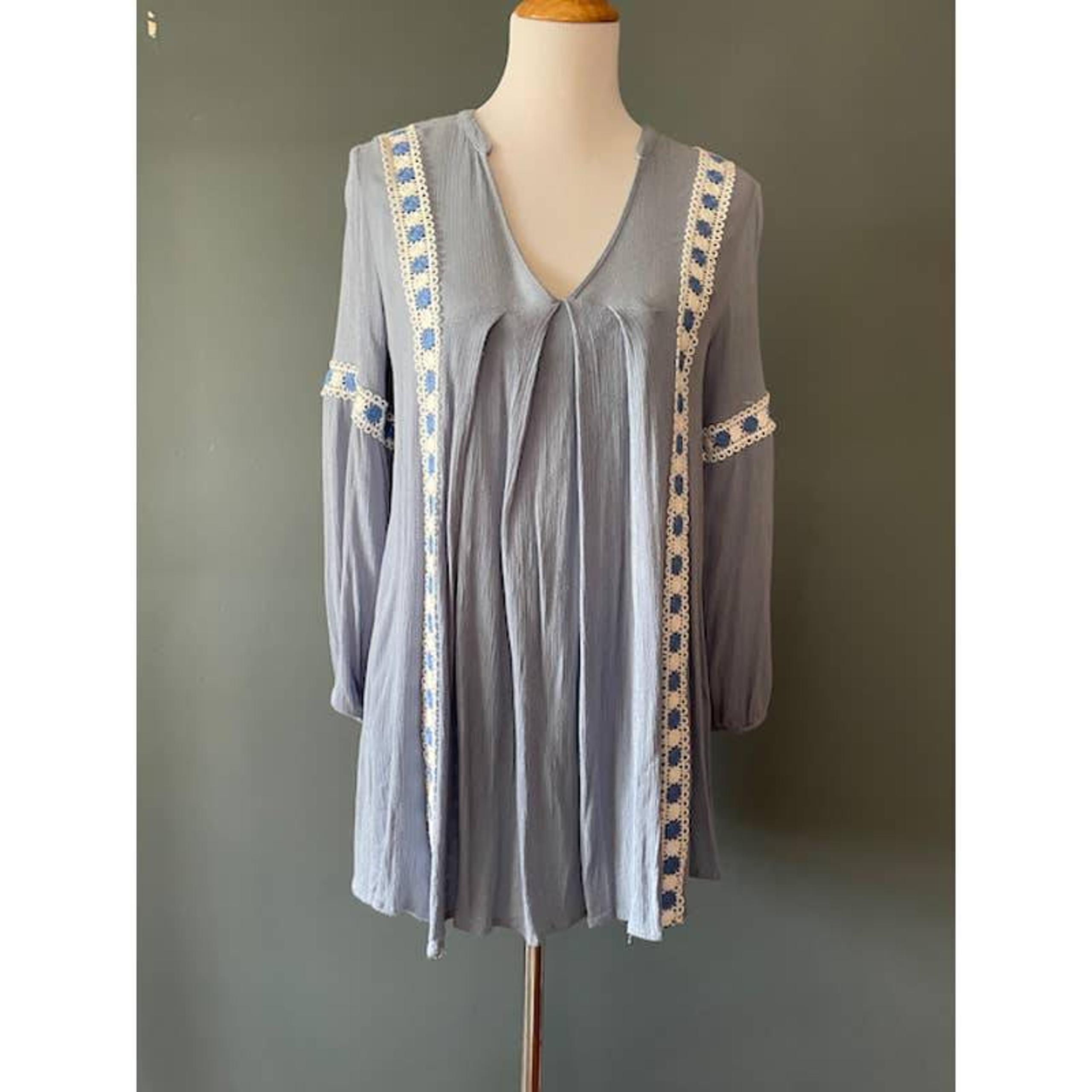 EN CREME Pleated Laces Tunic Dress Small