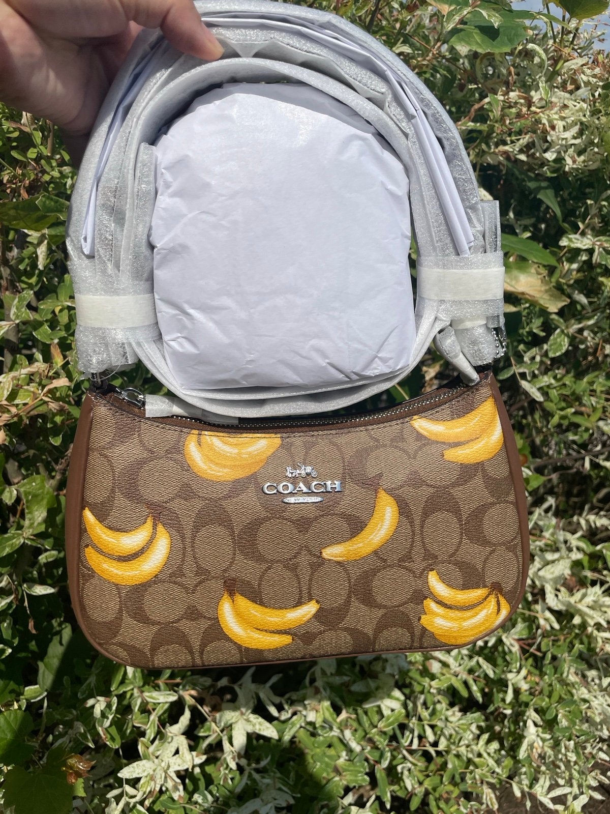 NWT！COACH Teri Shoulder Bag In Signature Canvas With Banana Print （COACH CR289）