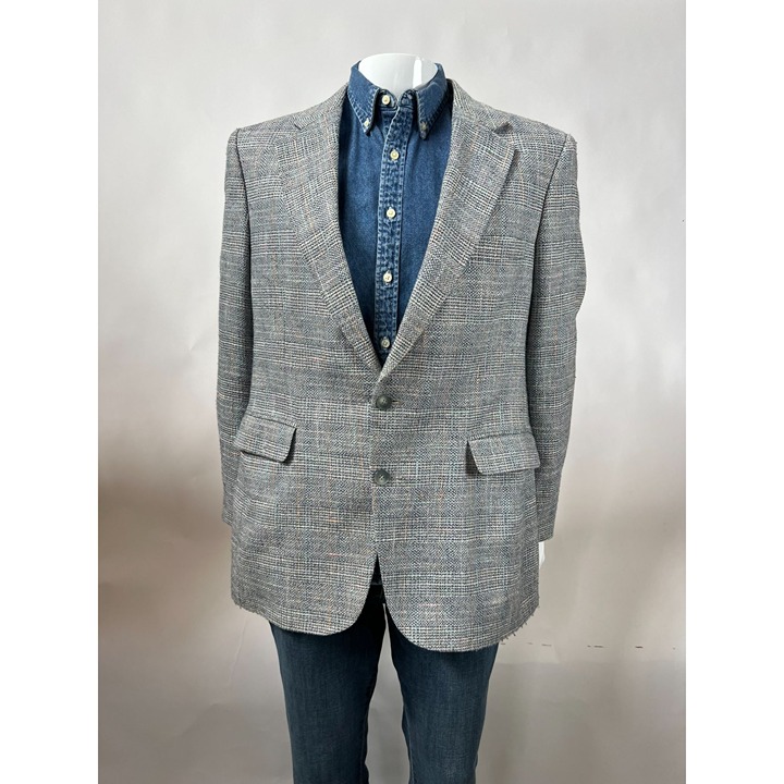 Austin Manor Vintage Tweed Sports Jacket 43R Blue Tweed Linen Blend