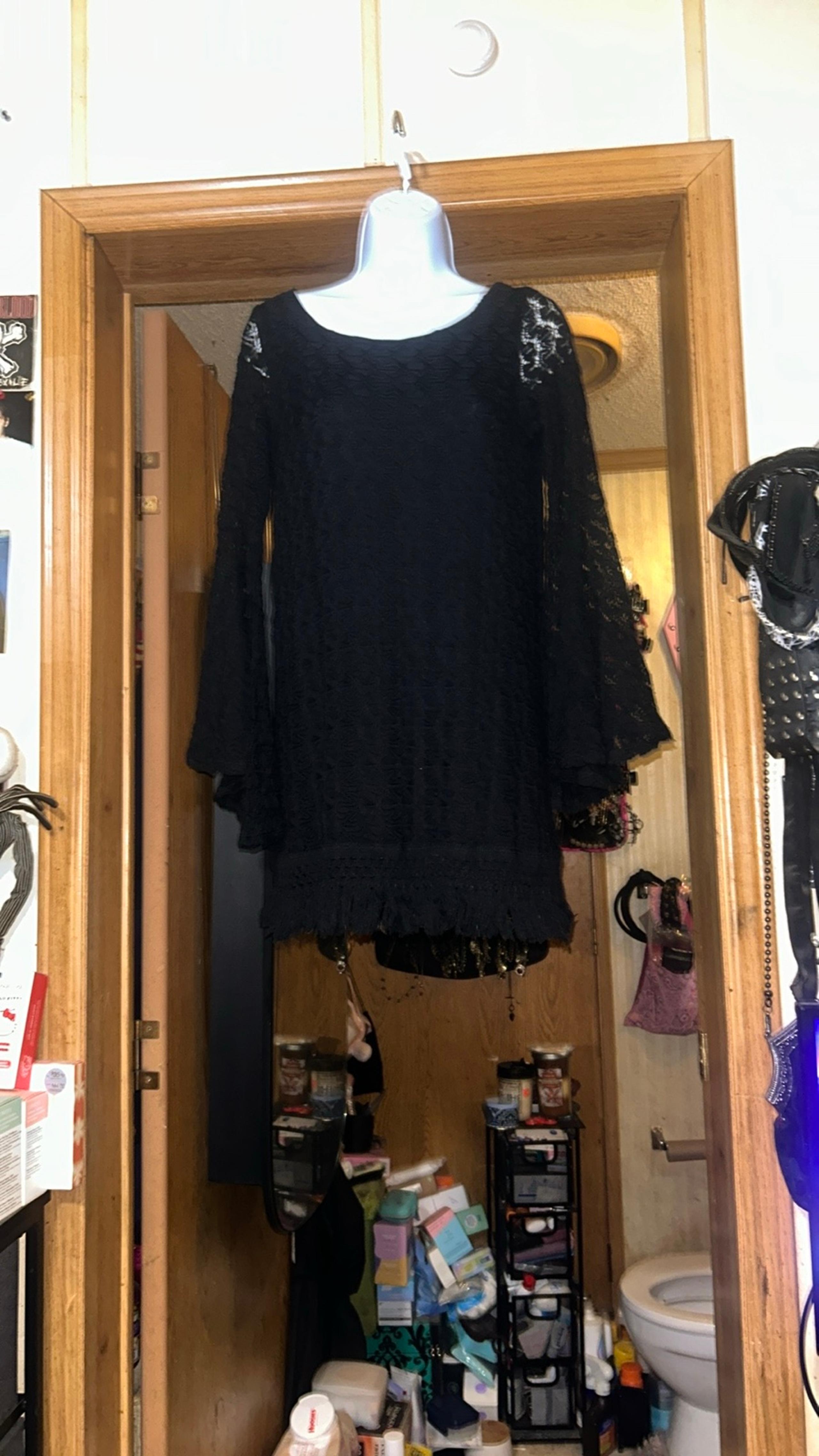 Forever 21 Black Boho Lace Overlay Dress (Like New)