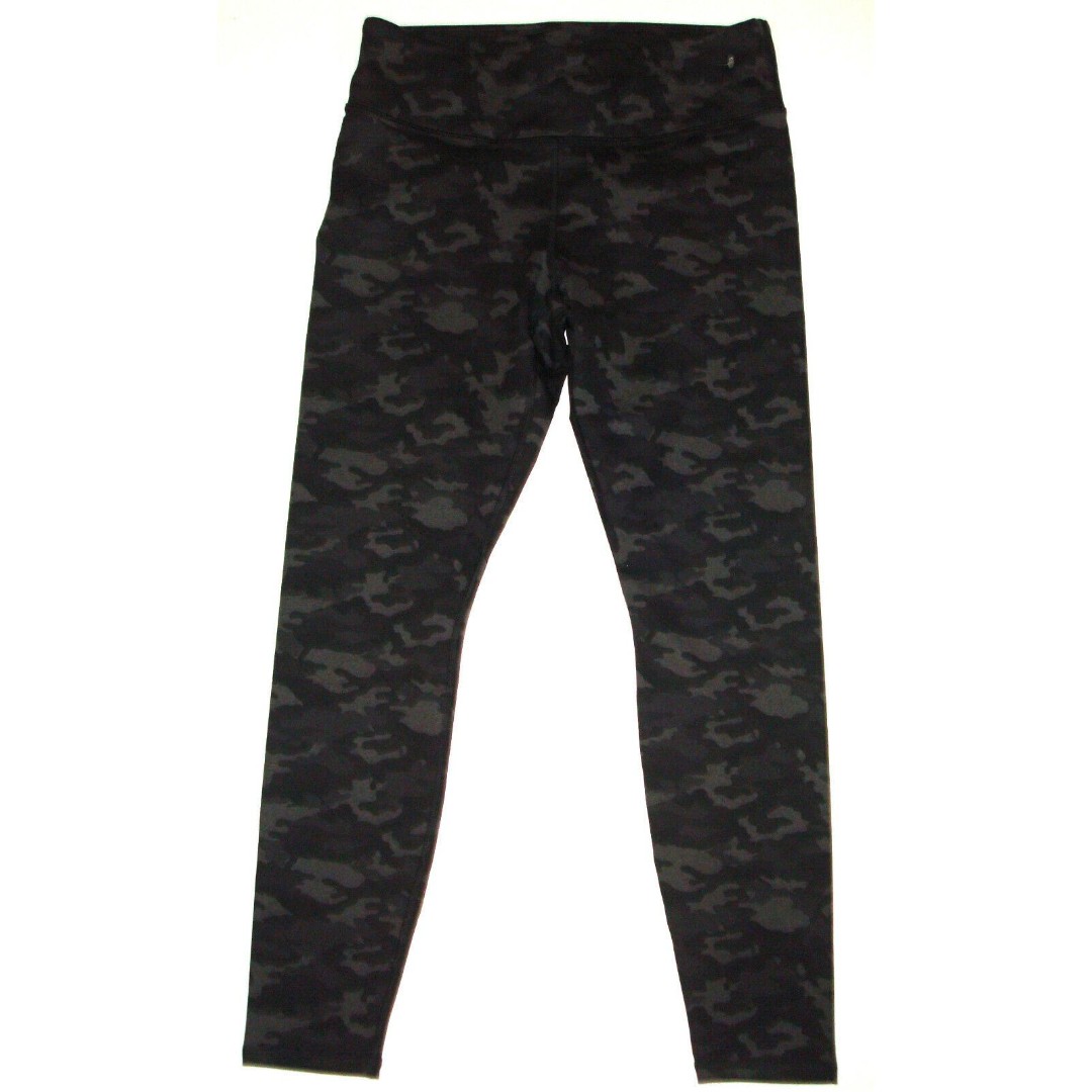 New Fabletics Womens Leggings Gray Camo XS High Waist PowerHold Yoga Run Charcoa
