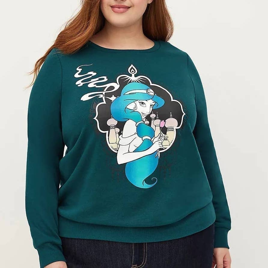 New Torrid 1 (1X 14/16) Disney Princess Jasmine Aladdin Pullover Sweatshirt
