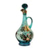 Vintage Midcentury Romanian Hand Painted Glass Decanter With 6 Glasses, Blue Gla