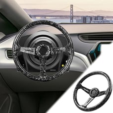 NEW JDM UNIVERSAL 350MM FORGE CARBON Acrylic Deep Dish 6 Holes Steering Wheel