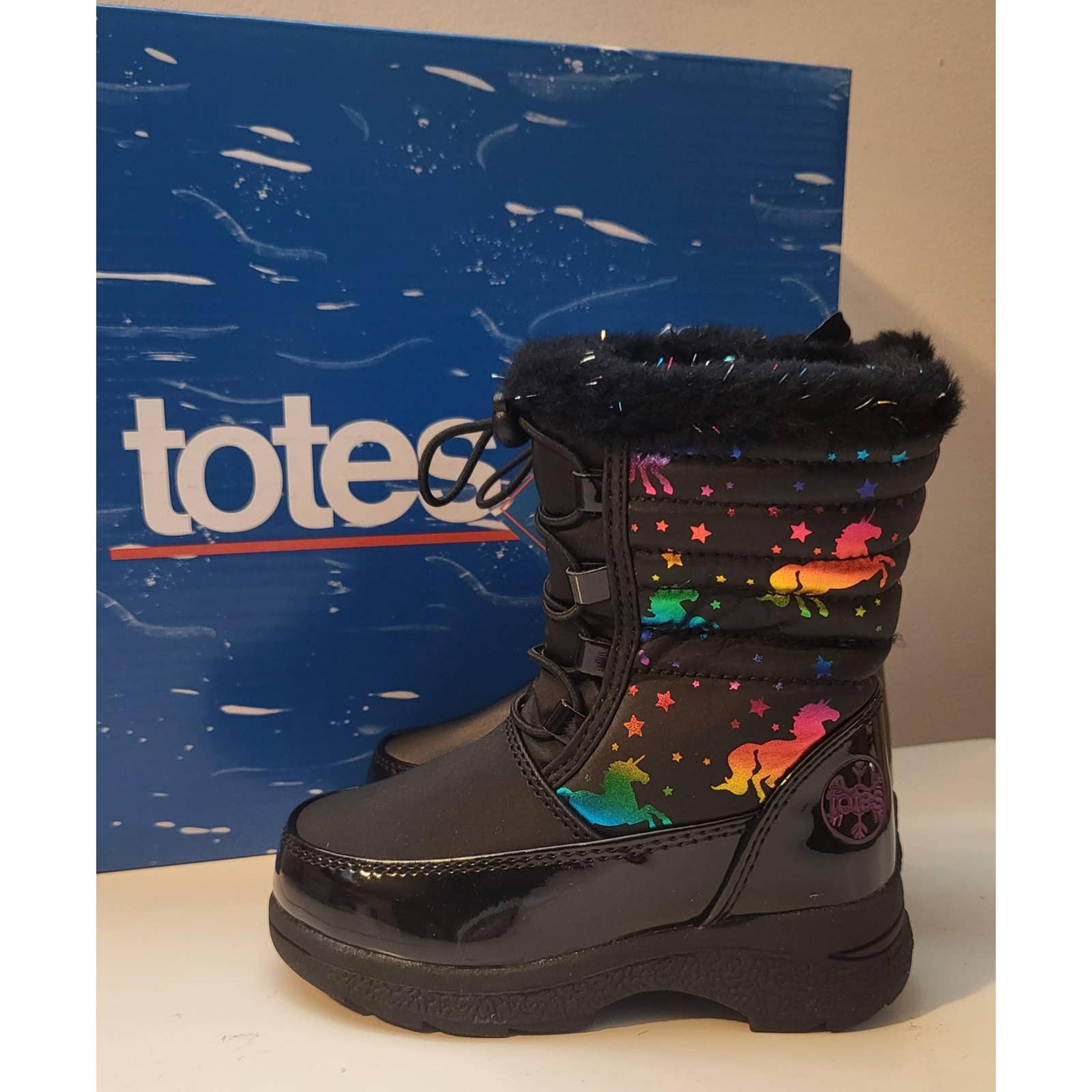 Totes Toddler Reena Black Unicorn Waterproof Insulated Winter Boots- Size 7T