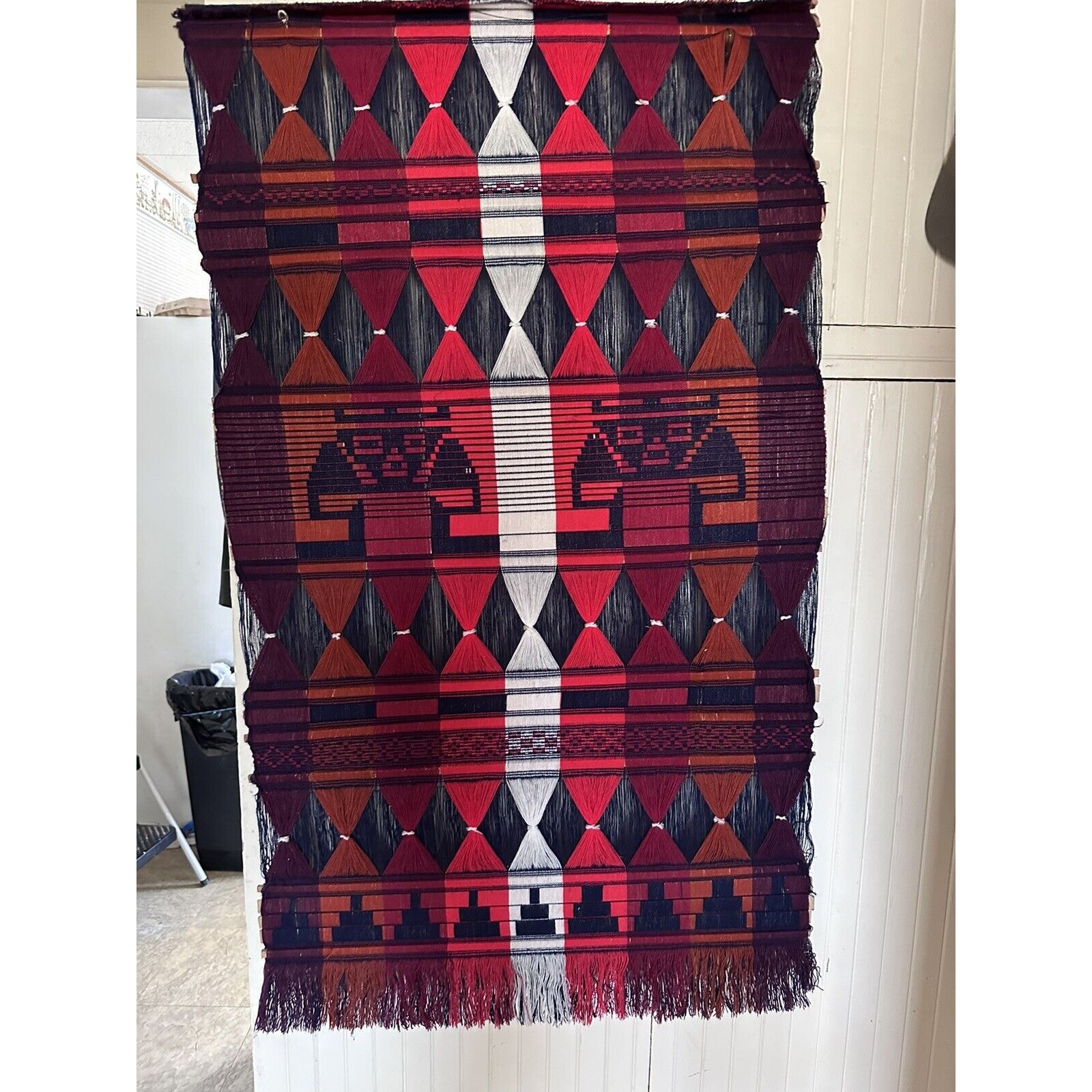 vintage • hand woven tapestry set of 2 tribal south american mexican art