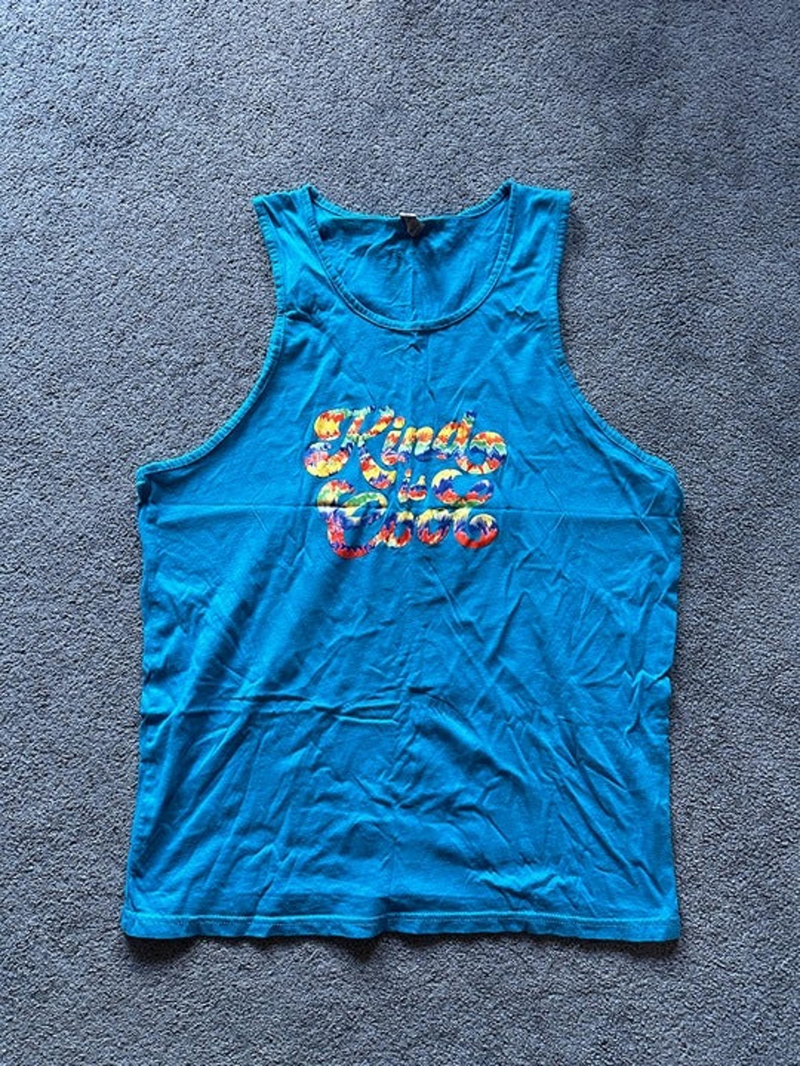 GVO Merch Next Level Men's Turquoise Tie-Dye "Kind Is Cool" Tank Top Size Large