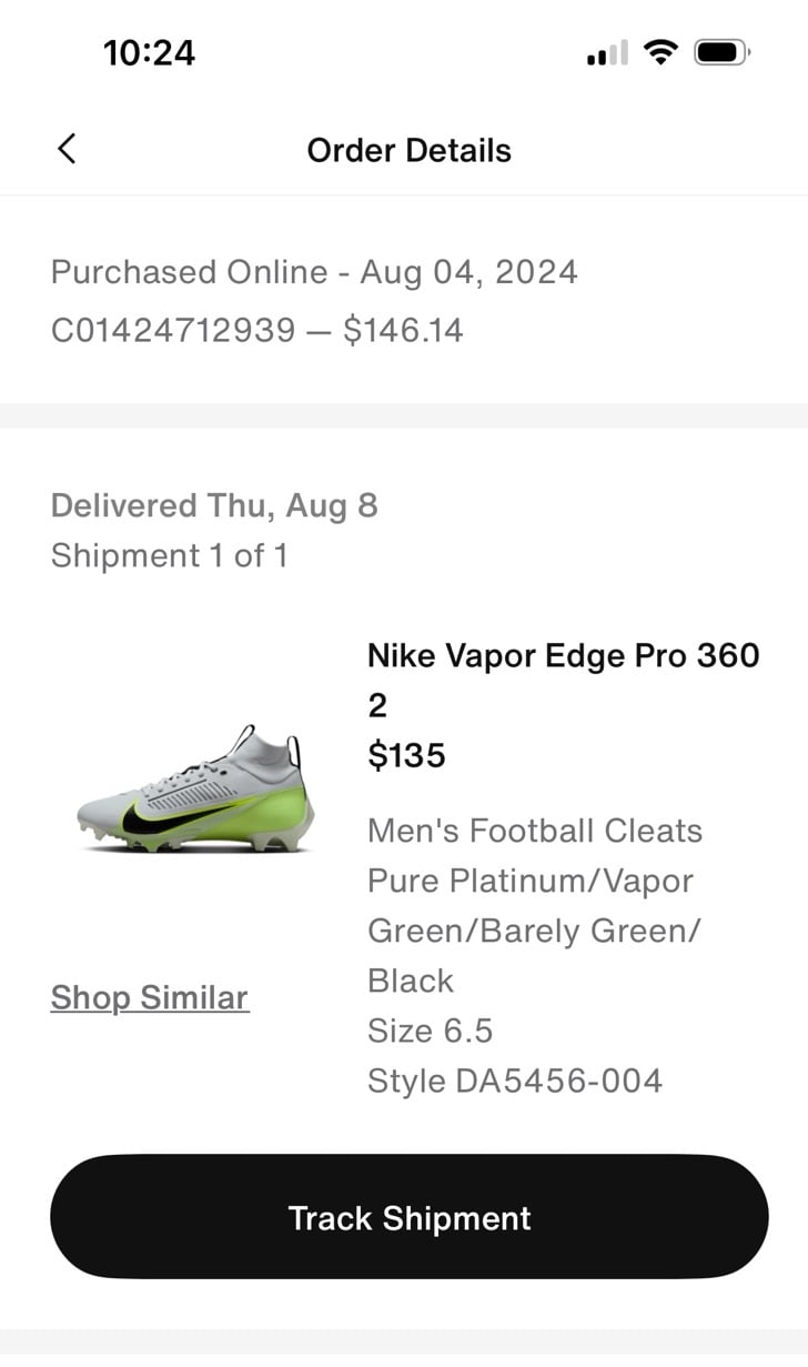 Nike vapor Edge Football Cleats