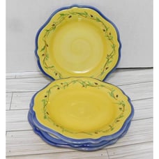 Set 4 Secrets of Pistoulet Jana Koplen Pfaltzgraff Salad Plates 9.25 in Yellow